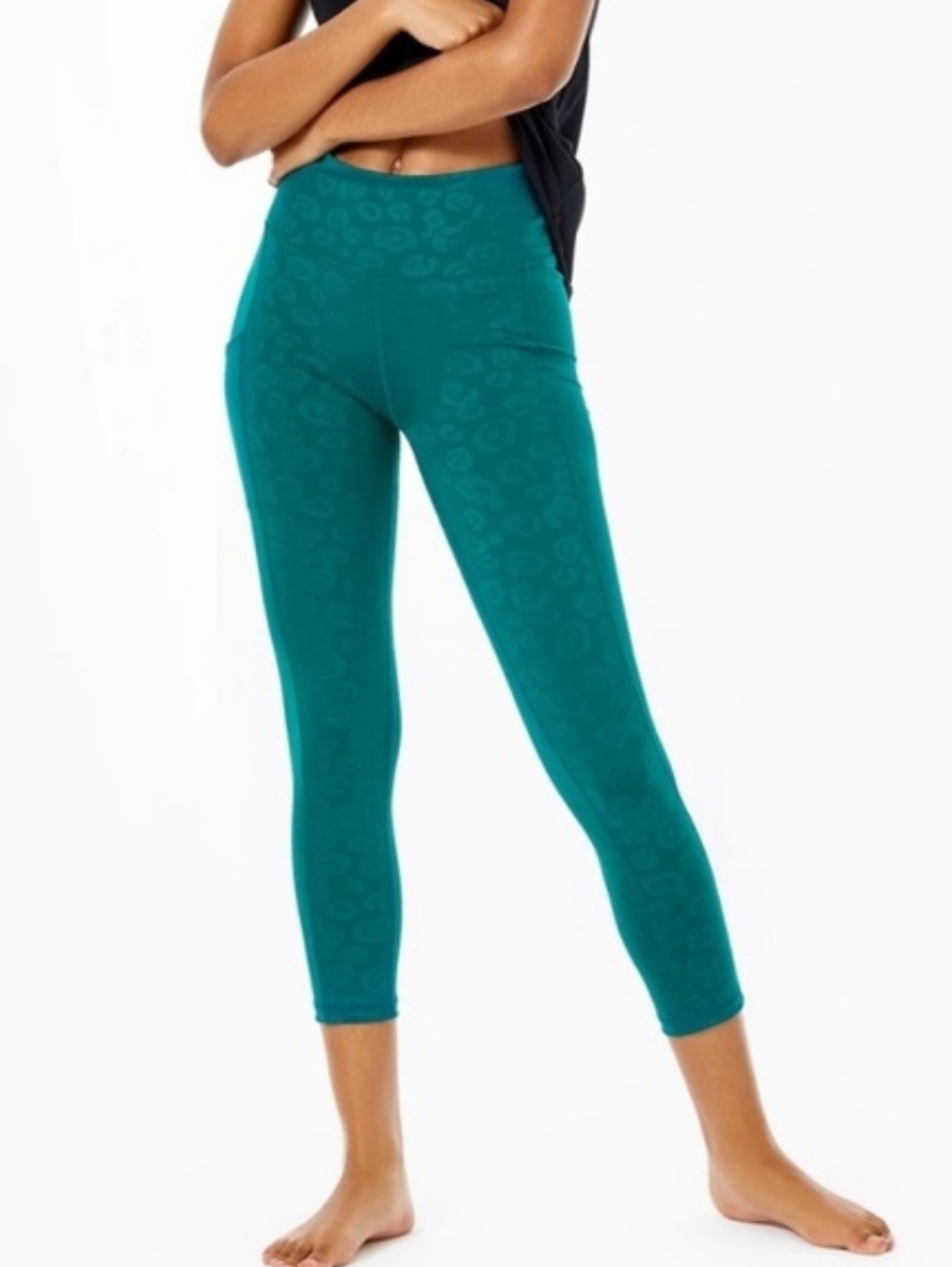 Lily Pulitzer Luxetic Weekender High Rise Leggings Emerald Cheetah Print Size XS
